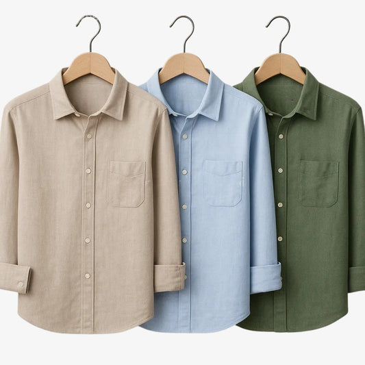 CombrixMen™ 3-Pack Striped & Check Formal Shirts | Premium Cotton Office Wear for Men