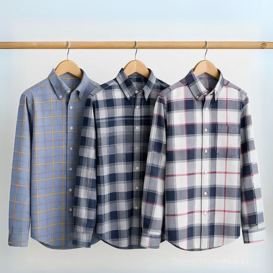 CombrixMen™ 3-Pack Classic Check Shirts | Premium Cotton Blend Casual & Formal Shirts