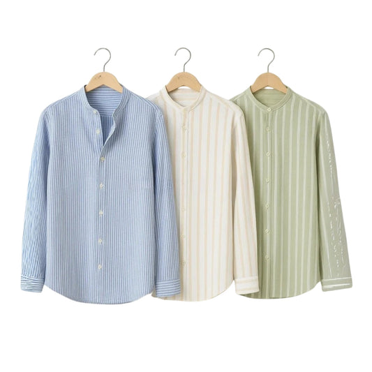 CombrixMen™ 3-Pack Striped & Check Formal Shirts | Premium Cotton Office Wear for Men