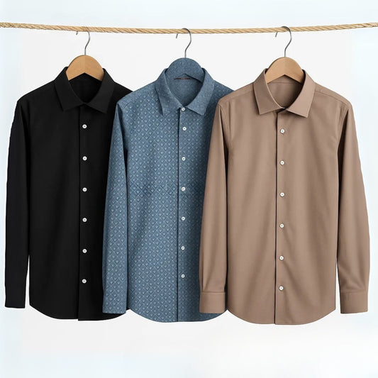 CombrixMen™ 3-Pack Premium Classic Check Shirts – High-Quality Cotton Blend Casual & Office Wear