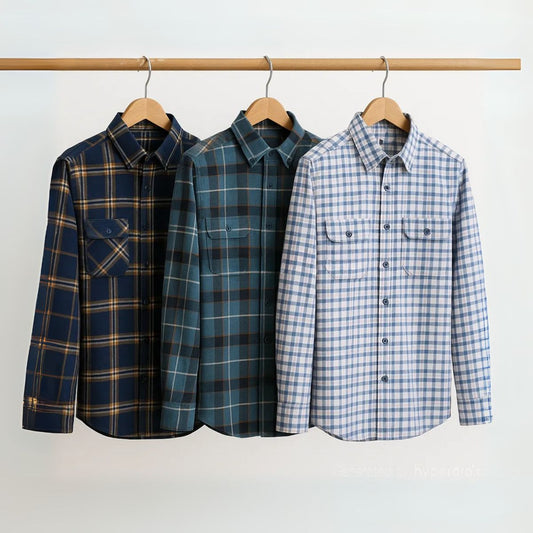 CombrixMen™ 3-Pack Premium Checkered Casual Shirts – Soft Cotton Flannel for Men
