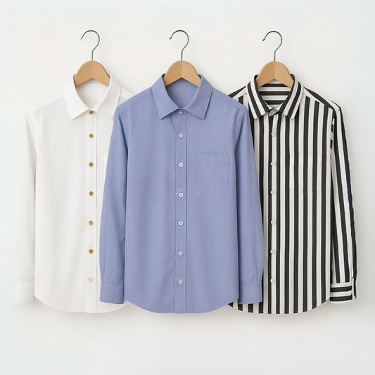 CombrixMen™ 3-Pack Executive Formal Shirts – Premium Cotton Blend Office Wear for Men