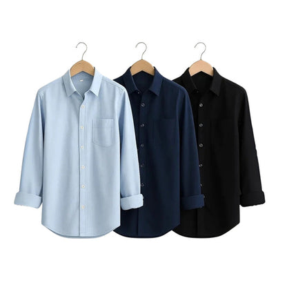 CombrixMen™ 3-Pack Striped & Check Formal Shirts | Premium Cotton Office Wear for Men